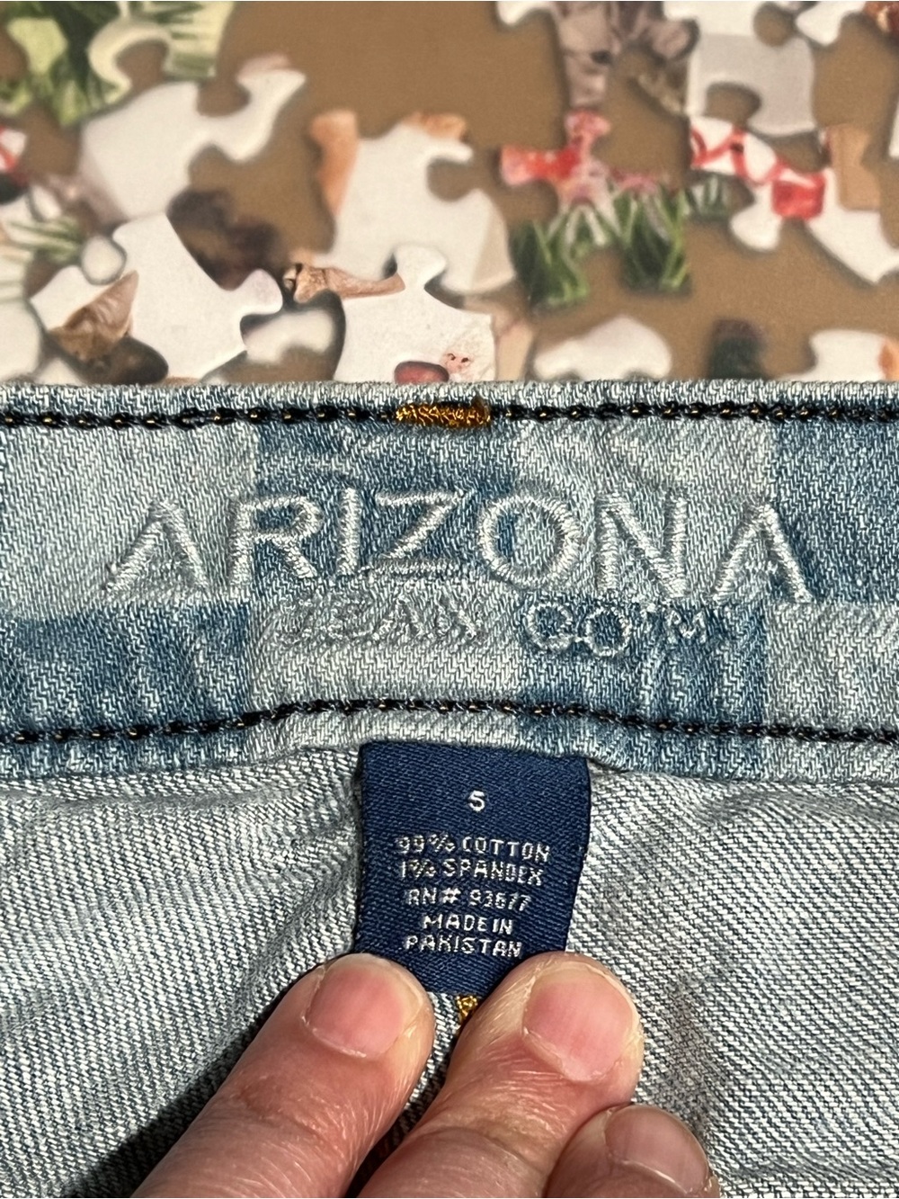 Arizona Jean Company: Distressed,  Light Blue checker Jeans - Picture 3 of 5